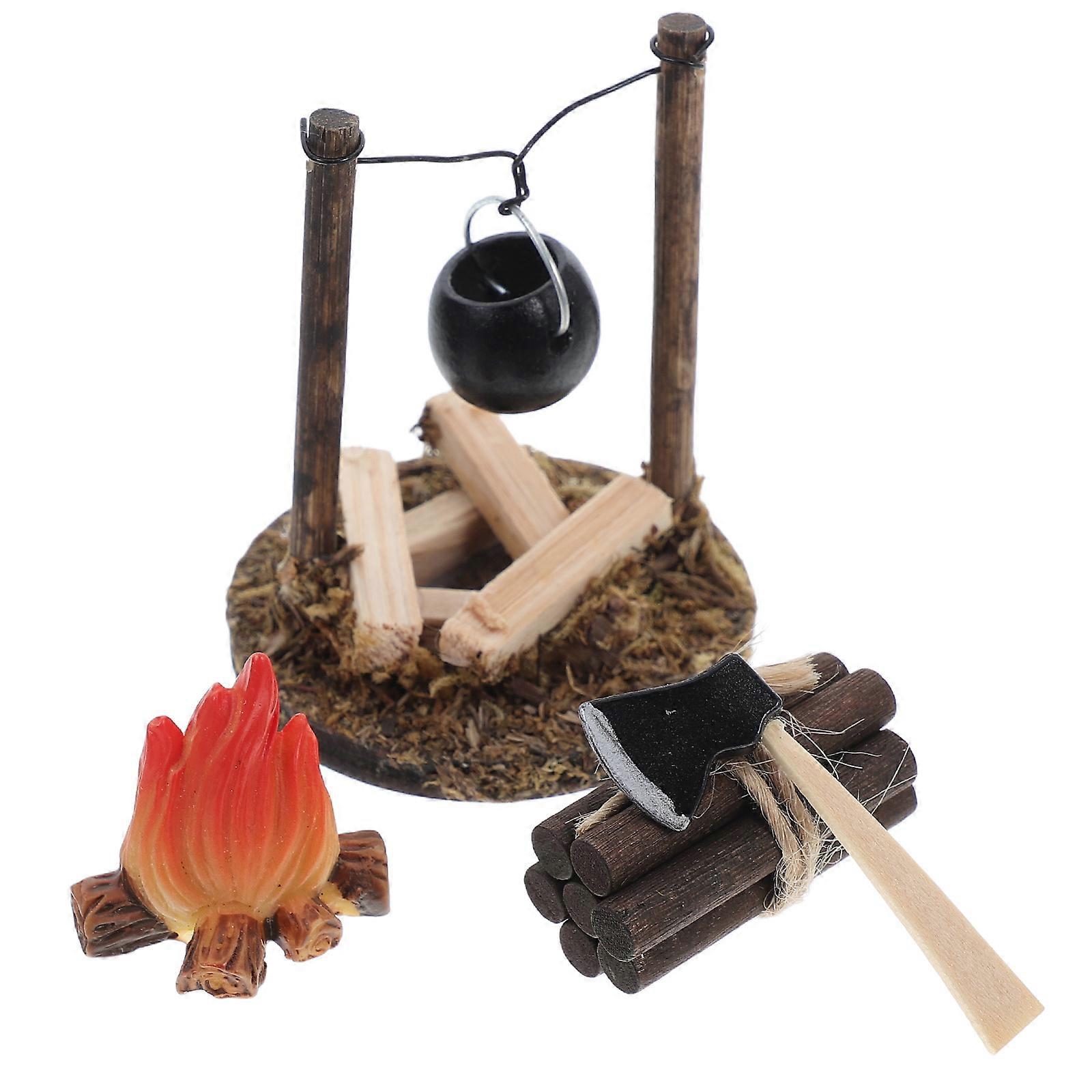 Miniature Dollhouse Stove with Firewood Campfire Decoration for DIY Micro Landscape – Versatile Design and Detailed Craftsmanship