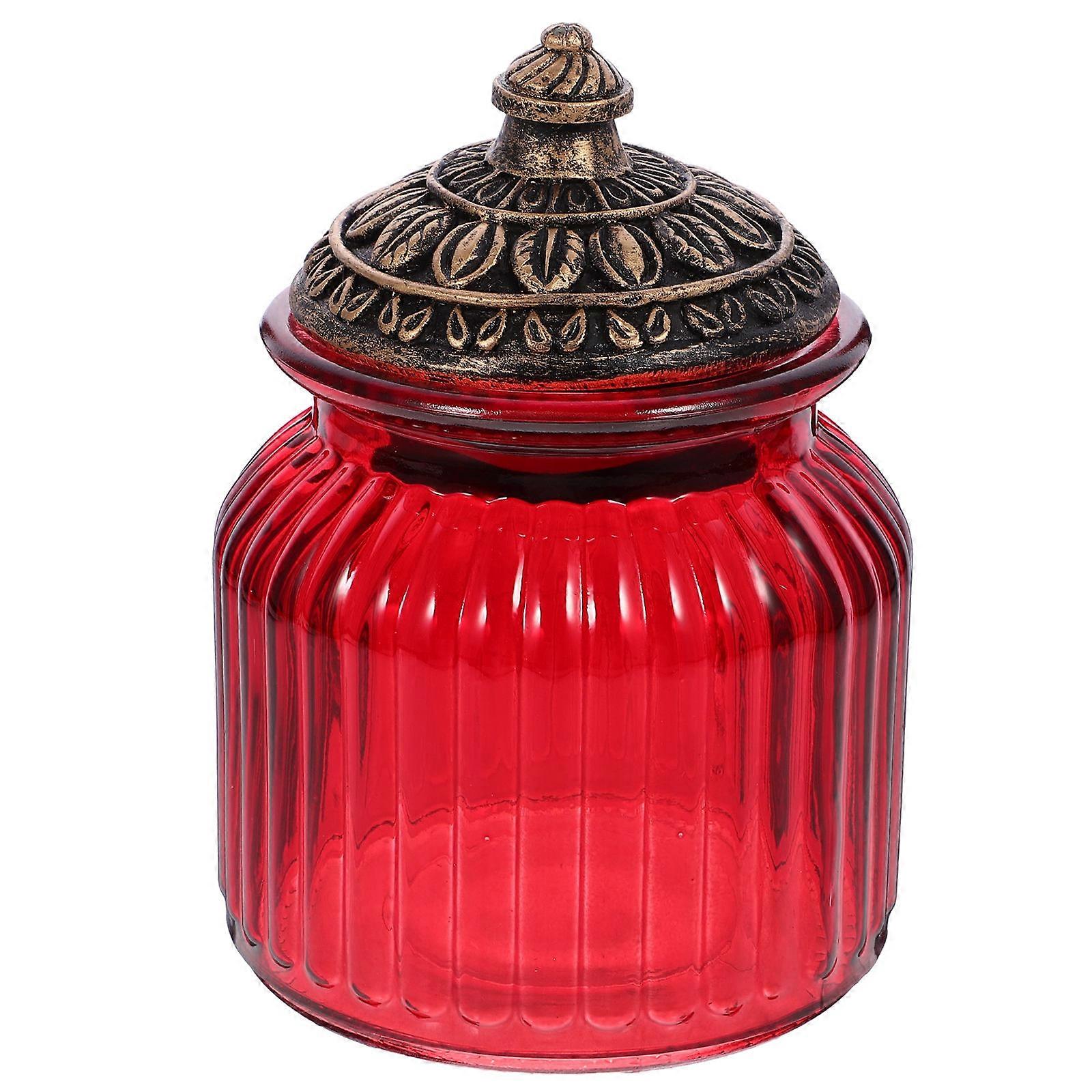 Here's a polished product description for your **1pc Mini Glass Airtight Storage Jar with Lid – Elegant Red Tea Container for Fresh Food Storage**: