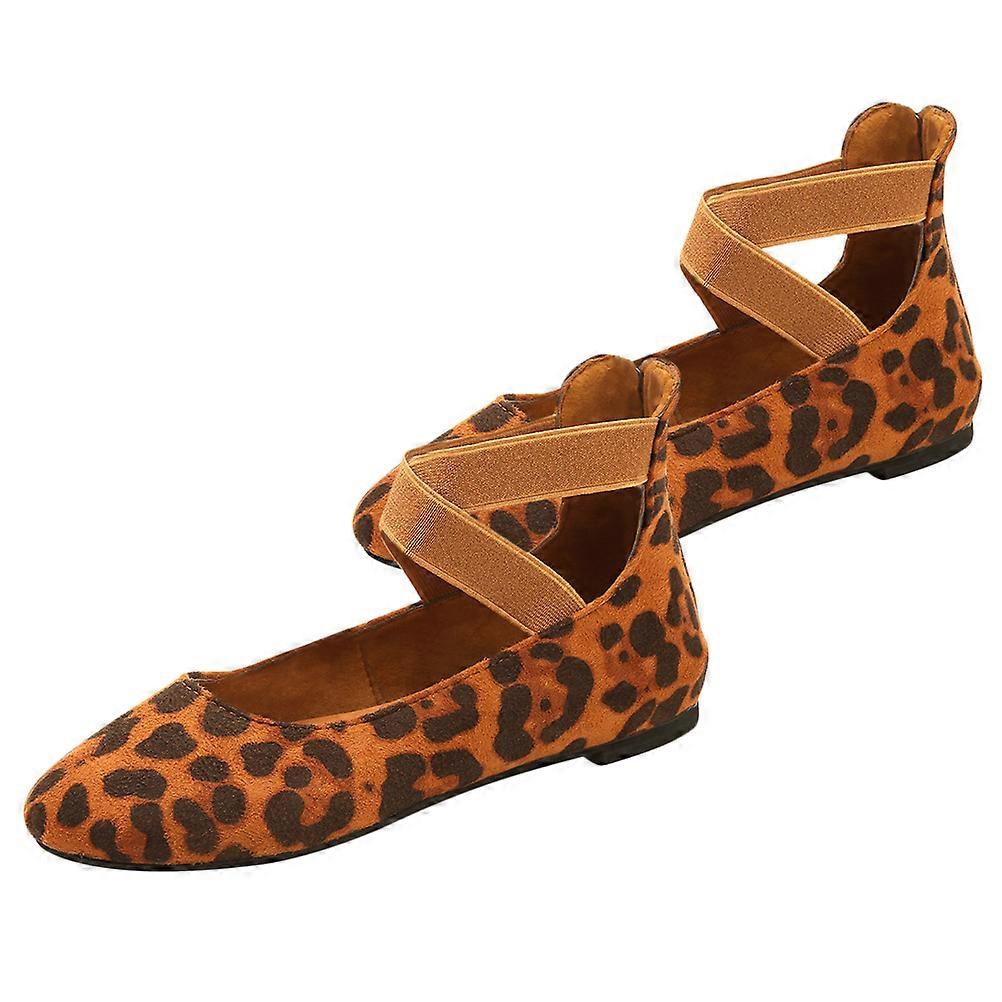 Women's Leopard Shoes Breathable Loafers Work Casual Single Shoes Velvet Fabric 1Pair