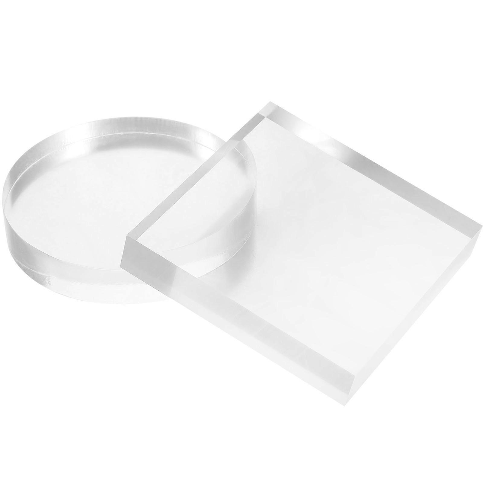 Base Stand Acrylic Block Decor Clear Polished Photography Props 2Pcs
