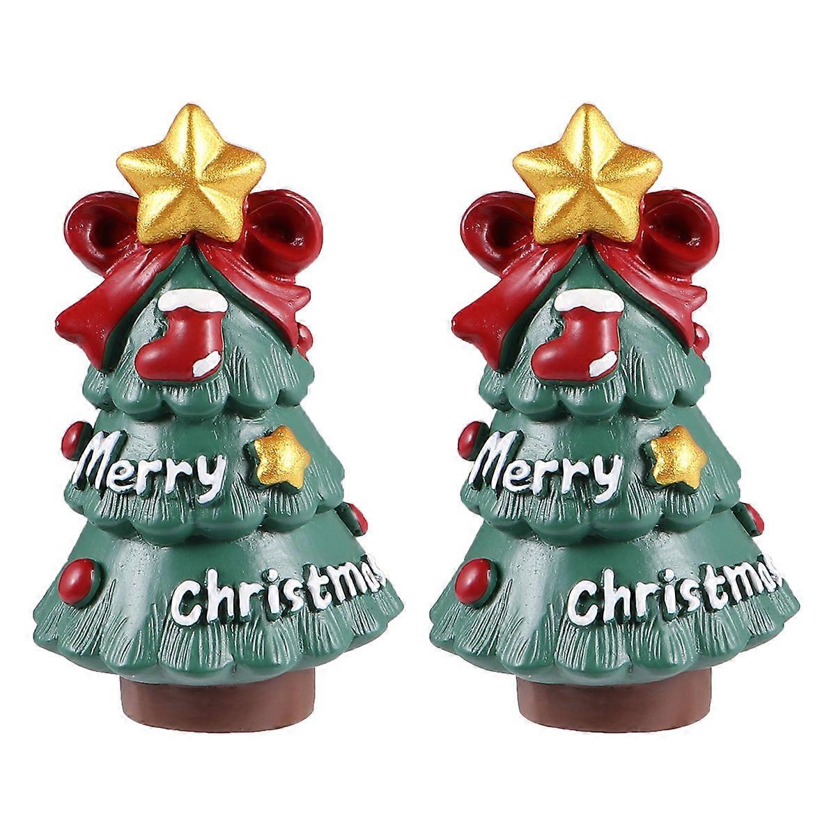 2 Pcs Miniature Resin Christmas Ornaments, Micro Landscape Decorative Accessories for Desktop Tabletop, Fine Craftsmanship Resin Decor for Living