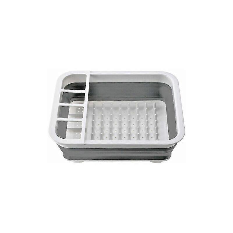 Premium Foldable Silicone Dish Rack - Space Saving (Gray), kitchen organizer.