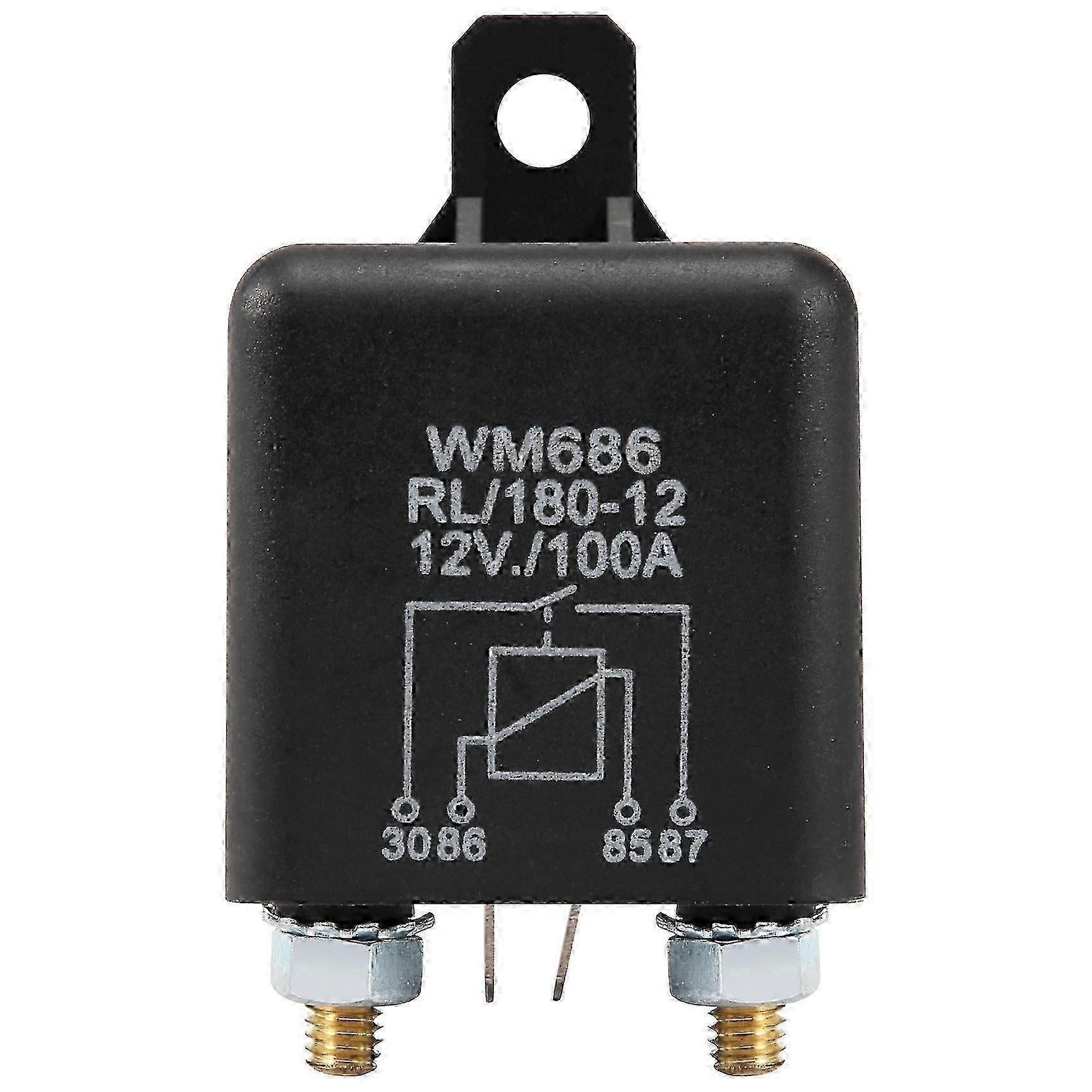 12V 100Amp 4-Pin Split Charge Relay Black ON/OFF Switch for Van