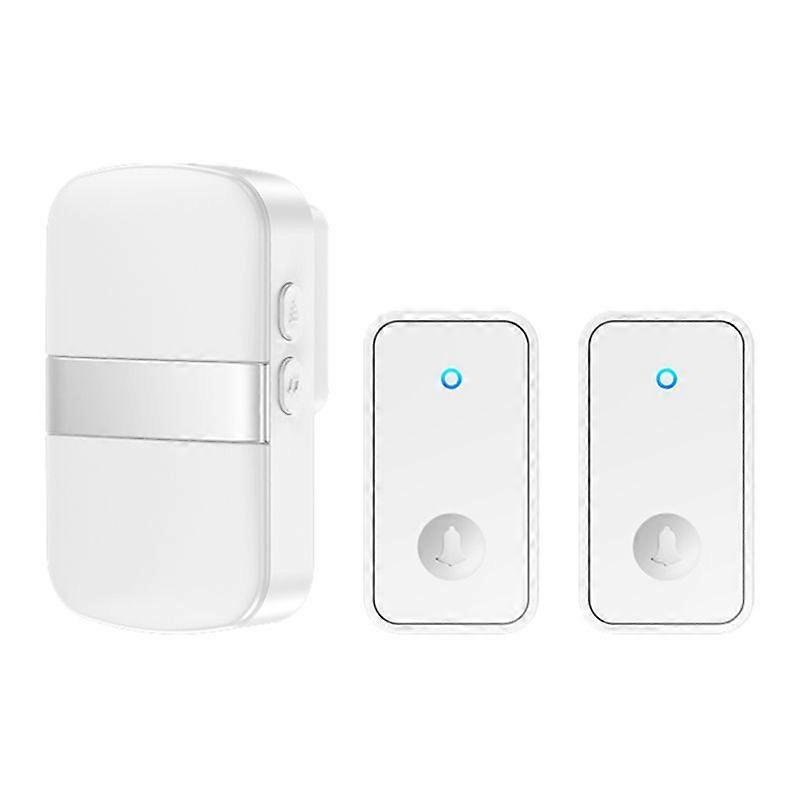 Wireless Doorbell 60 Chime 5 Levels Adjustable Self-powered Alarm System, 2 Transmitters+1 Receiver