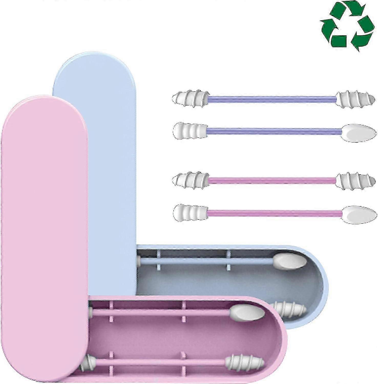 TCGG-2 pedaços de cotonetes de silicone, reutilizáveis, laváveis, cuidados com os ouvidos, limpeza