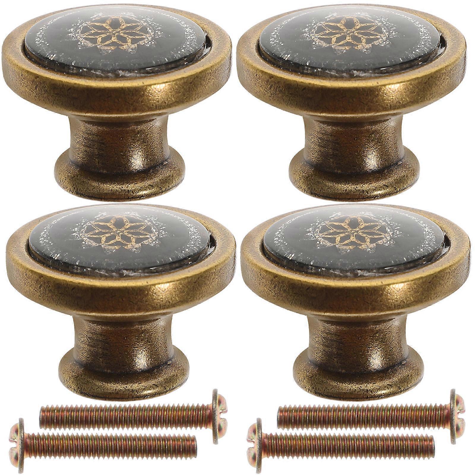 Cupboard Knob Drawer Knob Zinc Alloy Round Shape Homeowners 4Pcs
