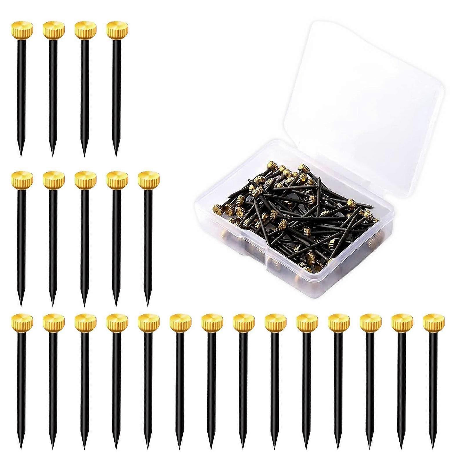 Brass Picture Hanger Set 50 Pieces with Storage Box, 2.5 cm Nails for Picture Frames and Notice Boards