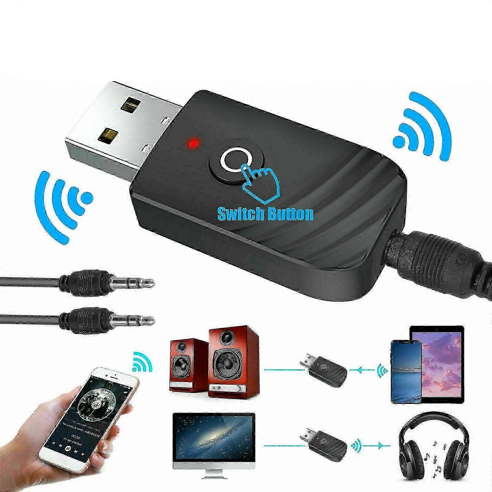 3 In1 Bluetooth Usb Transmitter Receiver Wireless Audio 3.5mm Adapter Pc Tv Mp3