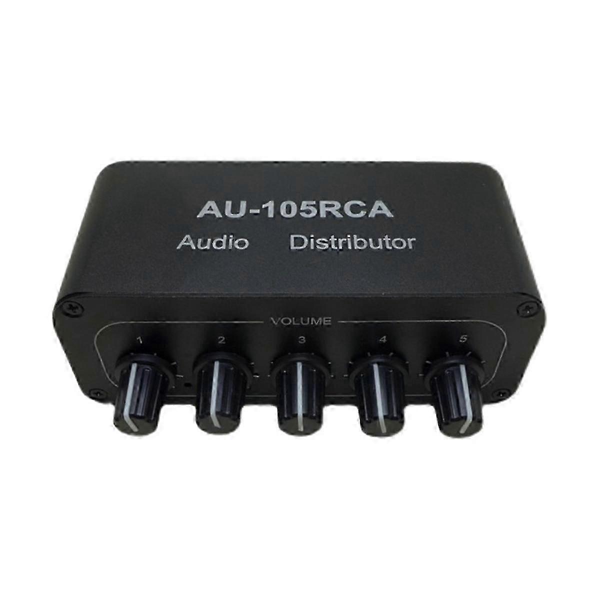 1-IN-5-OUT HiFi Stereo RCA Audio Splitter /Selector Tone Controller Portable Audio Switcher Box