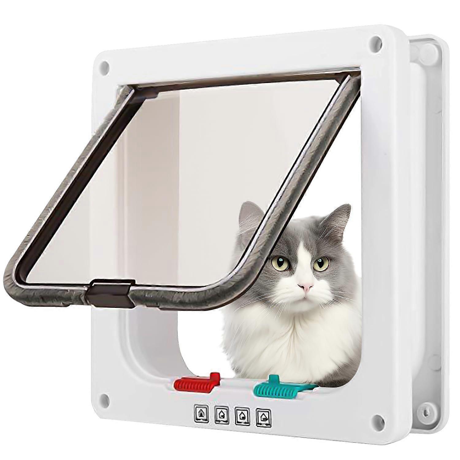1 x Pet TwoWay Door, Controllable Switch Direction, Cat Door, Suitable for Interior (White)