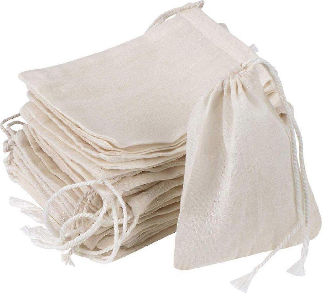 Reusable cotton drawstring soup bag for straining herbs, cheesecloth, coffee, tea, broth and more.