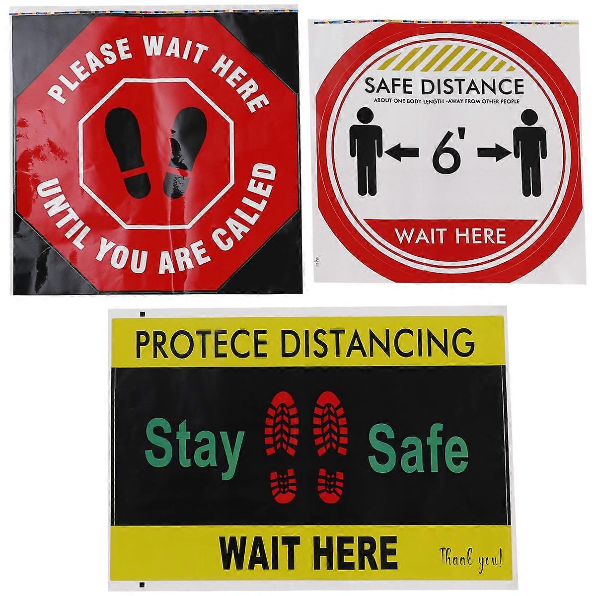 Caution Grip Tape Floor Sticker Keeping Distance Decals For Public Places Hospitals Malls Schools 28x28x1cm 3Pcs