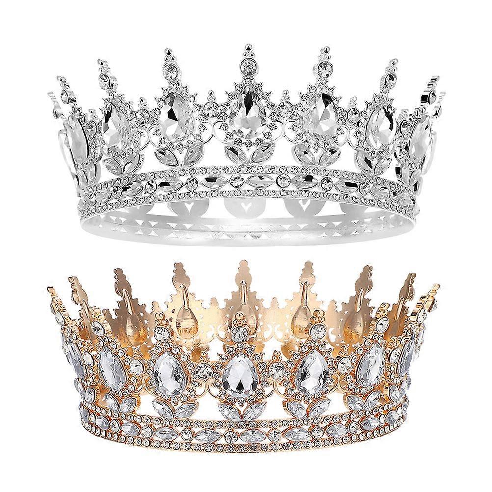 Here's a polished and professional product description based on the title you provided:
**2pcs Vintage Rhinestone Tiara Crown – Elegant Baroque