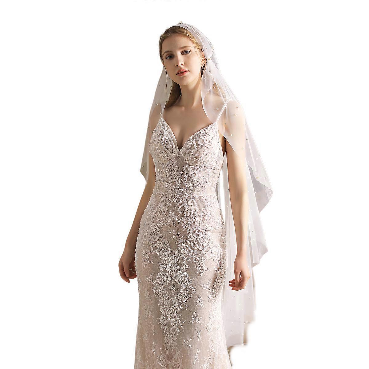 Pearl hat veil, 100×135cm, white, 1 pc.