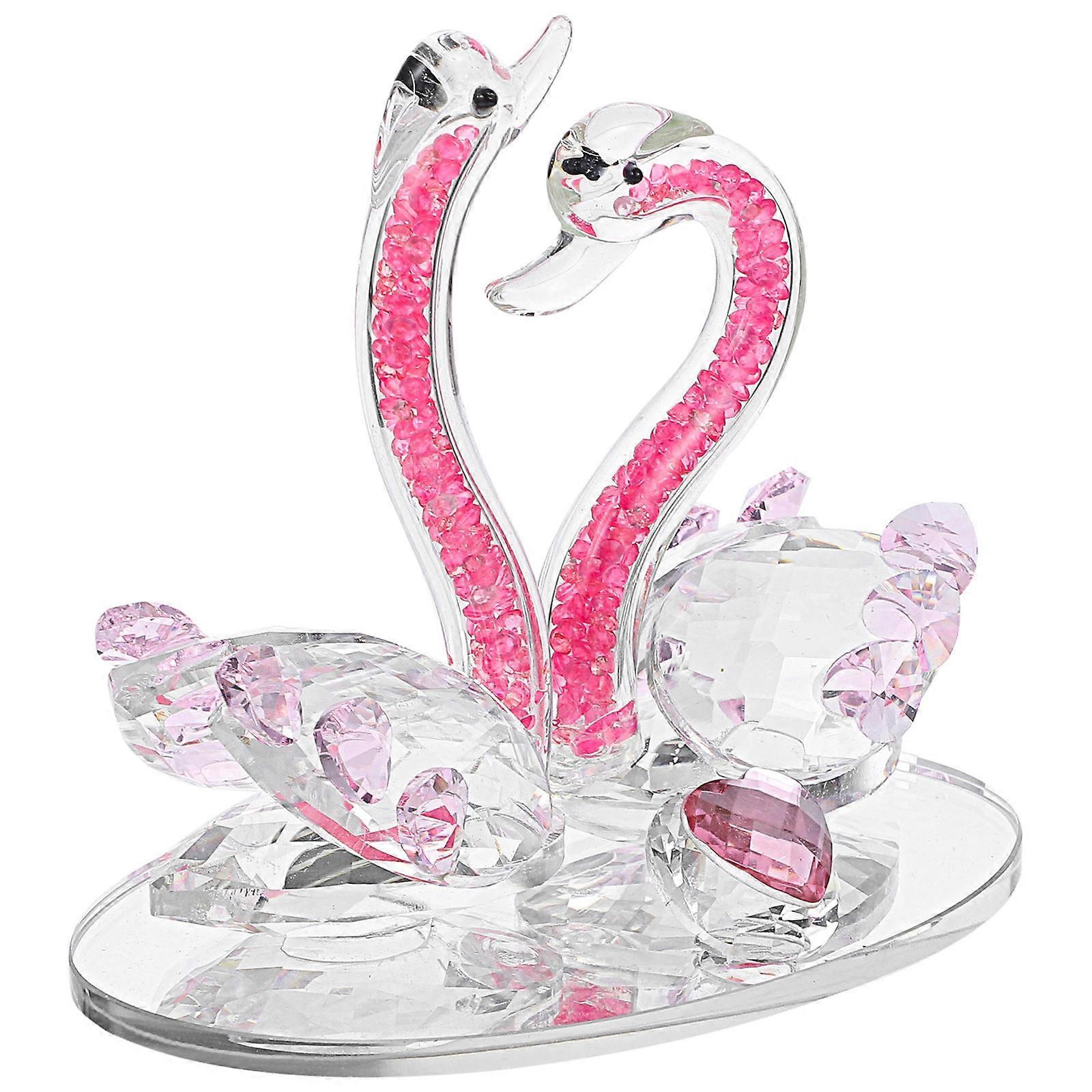 Couple Swan Figurine Synthetic Quartz Ornament Car And Home Decoration Elegant Table Accessory 1Pack