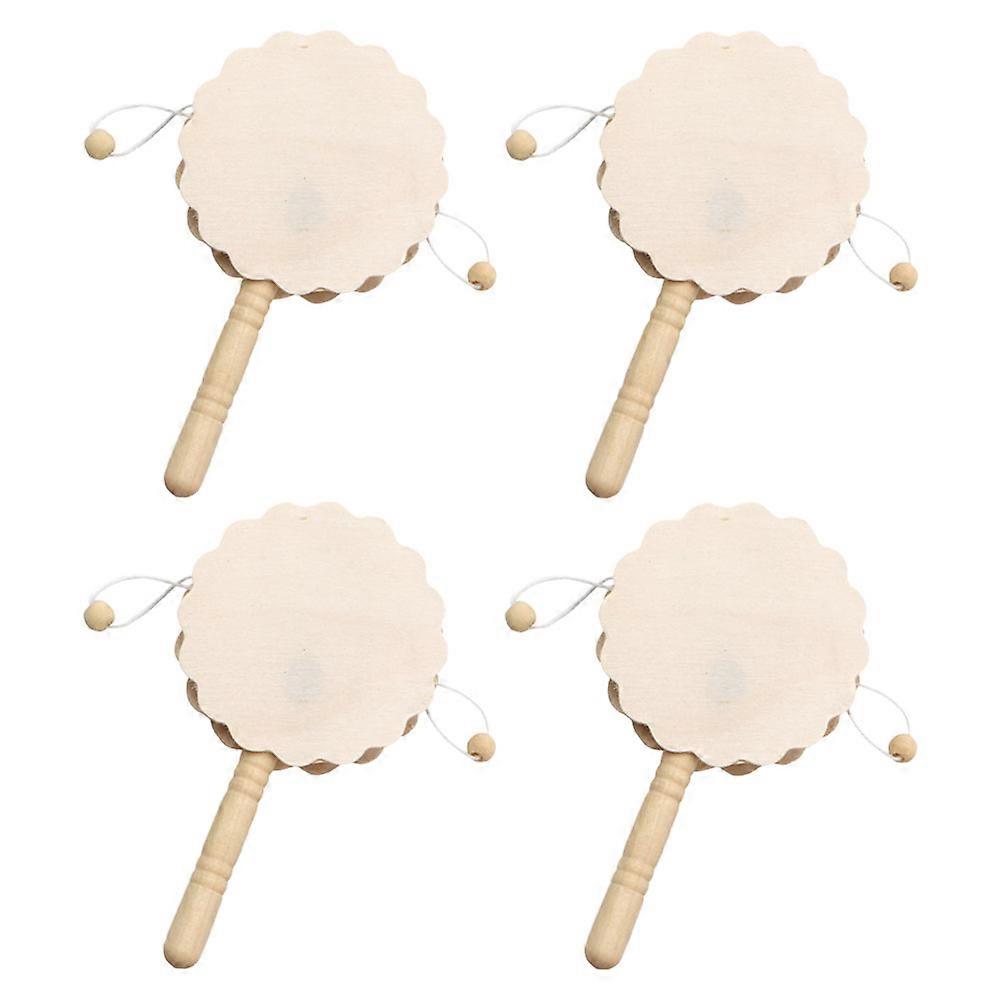 Four Hand Drumming Diy Drum Khaki 16.00X8.50X2.00CM Shaking Craft Activities 4Pcs
