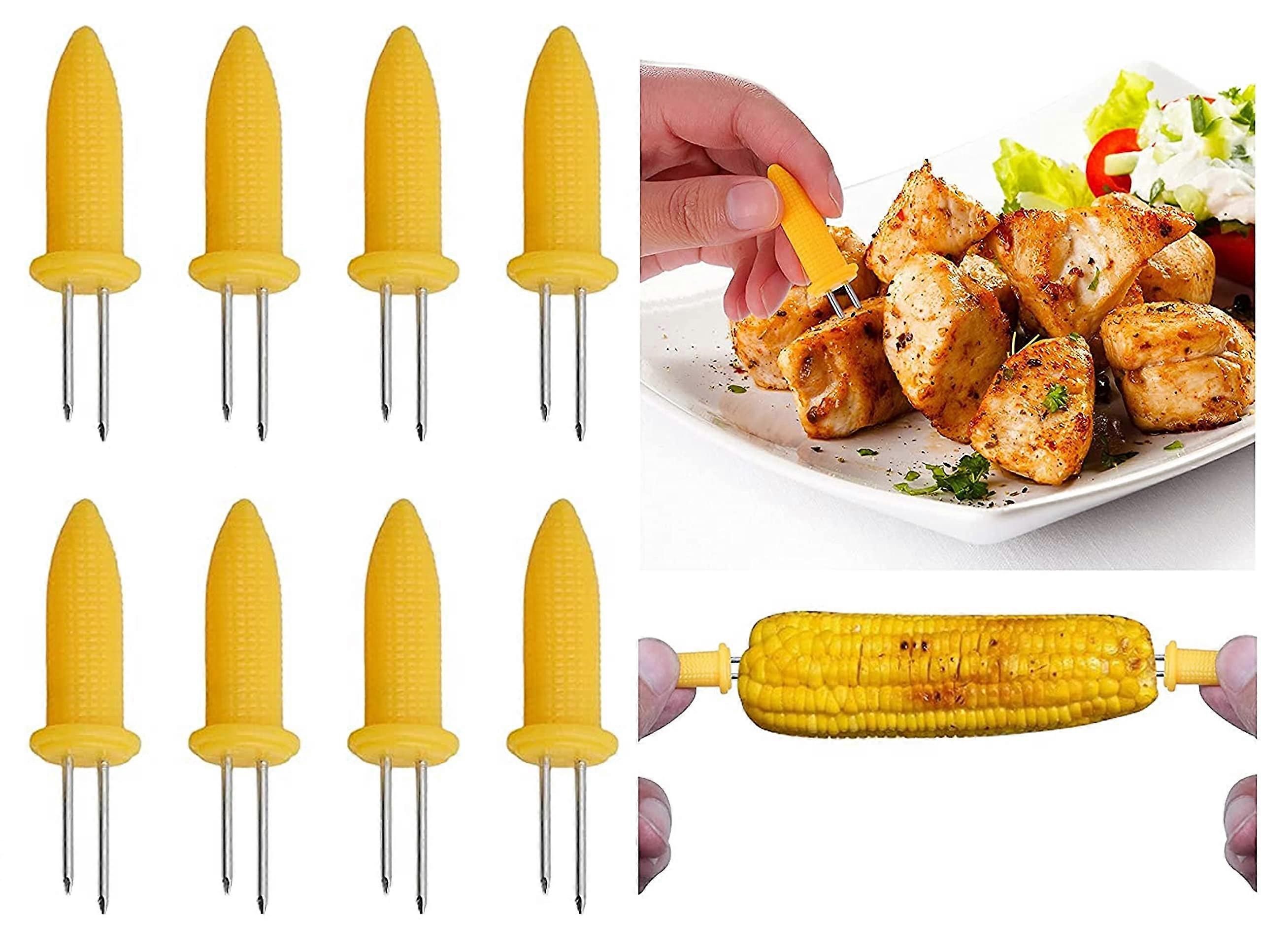 Stainless Steel Corn on the Cob Skewers Holders - 2/4/8/12/20/30 Pair BBQ Forks Prongs for Grilling