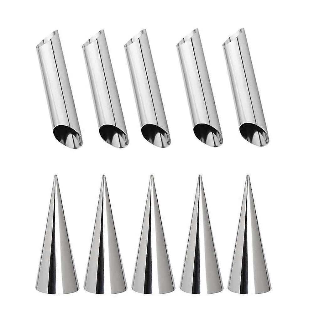 20 قطعة قوالب المعجنات أداة الكرواسون ، كريم على شكل أنبوب قرن الخبز قذيفة مخروط الخبز العفن الفضة