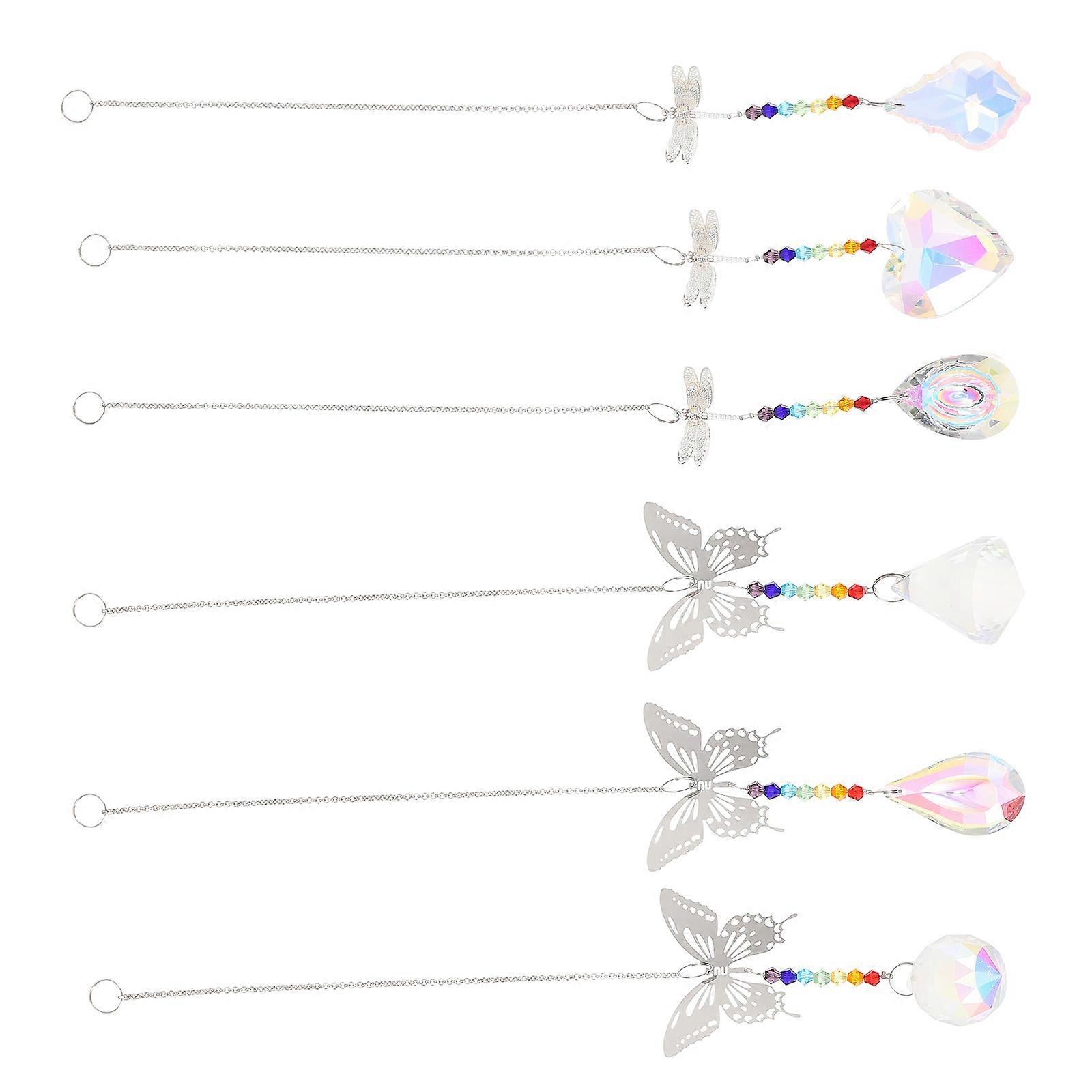 6pcs Crystal Prisms for Ceiling Fan Pull Chains – Hanging Decor Pendants for Indoor Outdoor Use, Balcony, Windows, Rooms, Christmas Tree