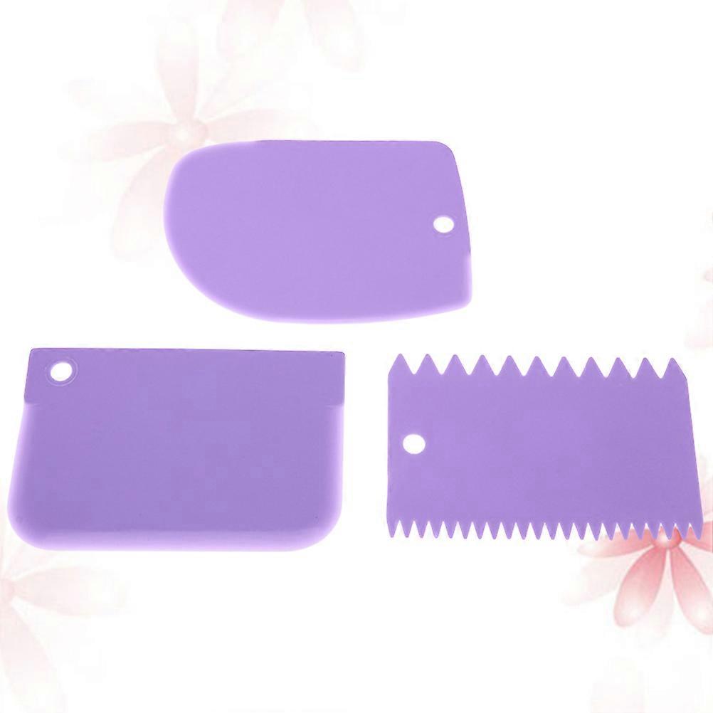 Food-Grade Baking Tool Dough Bowl Scrapers Purple Curved Flat For Baking Bread Dough 3Pcs