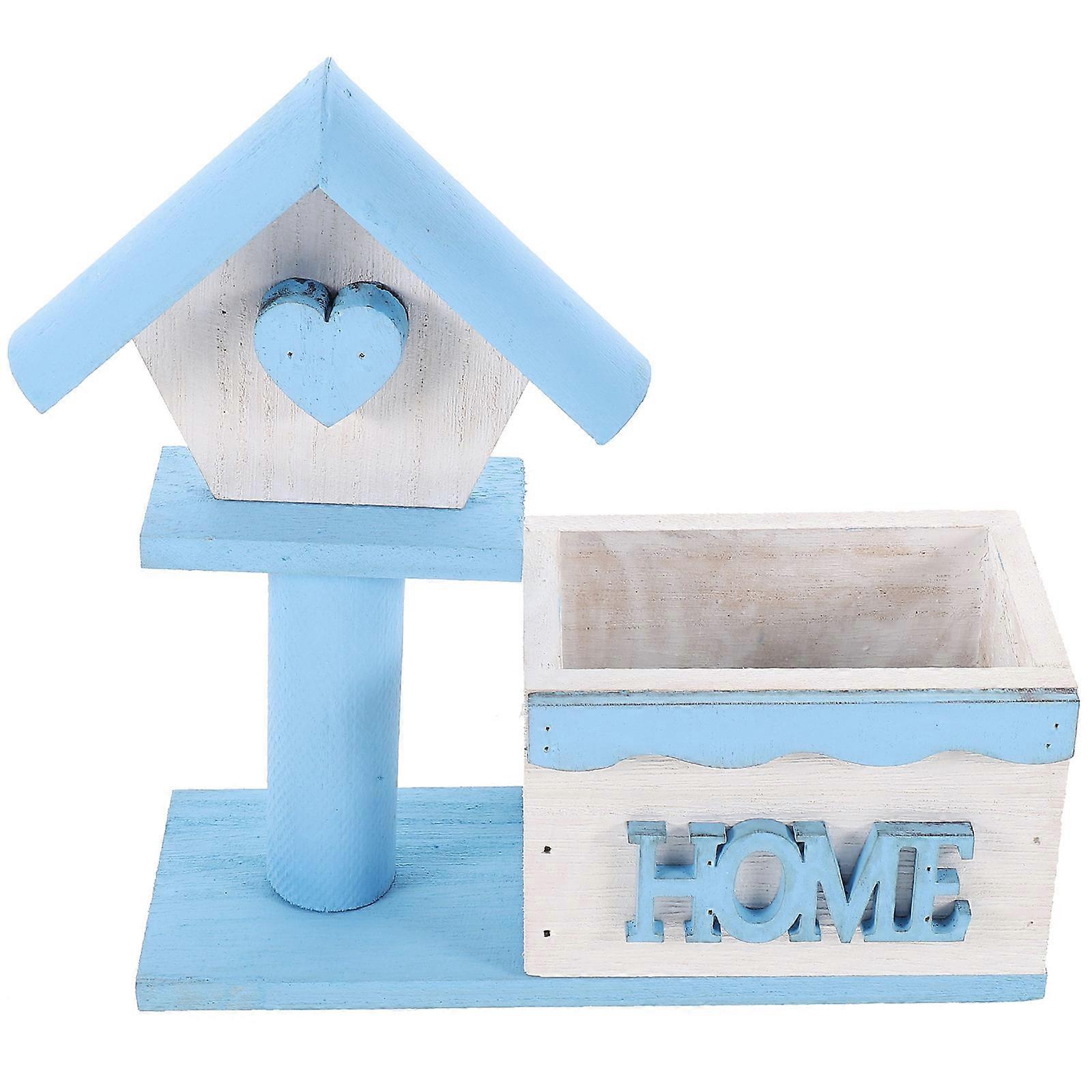 Small Wood Planter Blue Durable Wood Craftsmanship for Decoration and Rustic Planter Usage