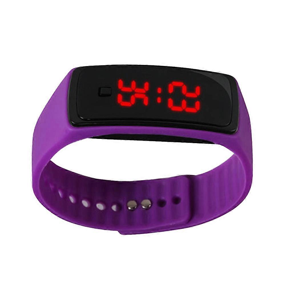 Wrist Watch For Women And Men Led Digital Display Time And Date Reading Purple Silicone 1Pcs