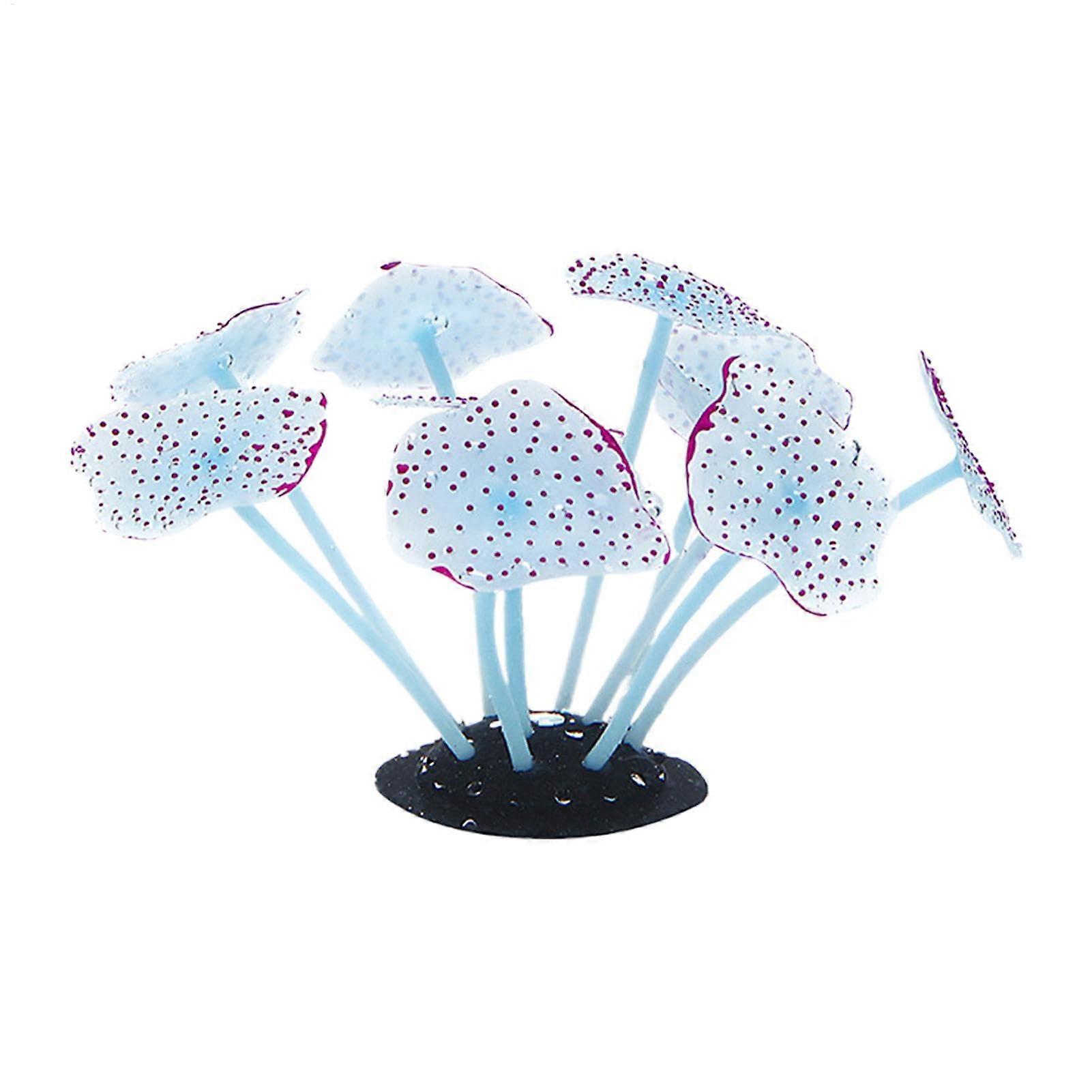 Glowing artificial coral ornaments, illuminated coral reef aquarium decorations, easy to use, blue.