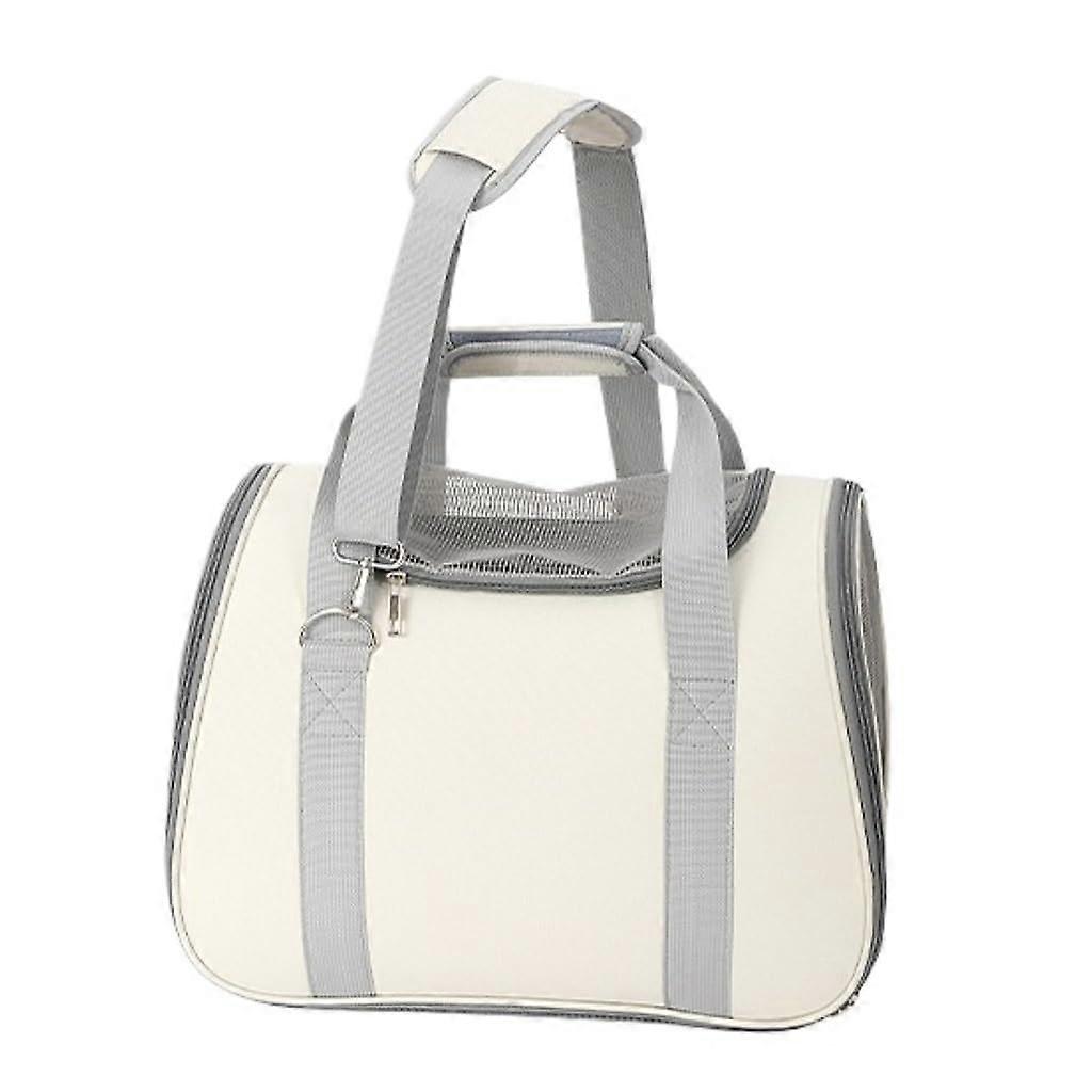 Cat Carrier Backpack for Kittens, Portable Crossbody Cat Bag, Breathable Stress-Free Design, White A