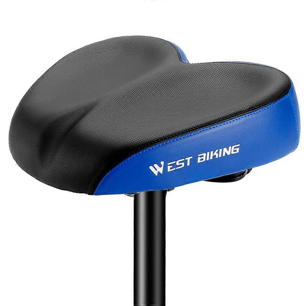 Ergonomic Bicycle Replacement Saddle Soft Wide Thick Cushion for Long Distance Riding Shockproof Blue