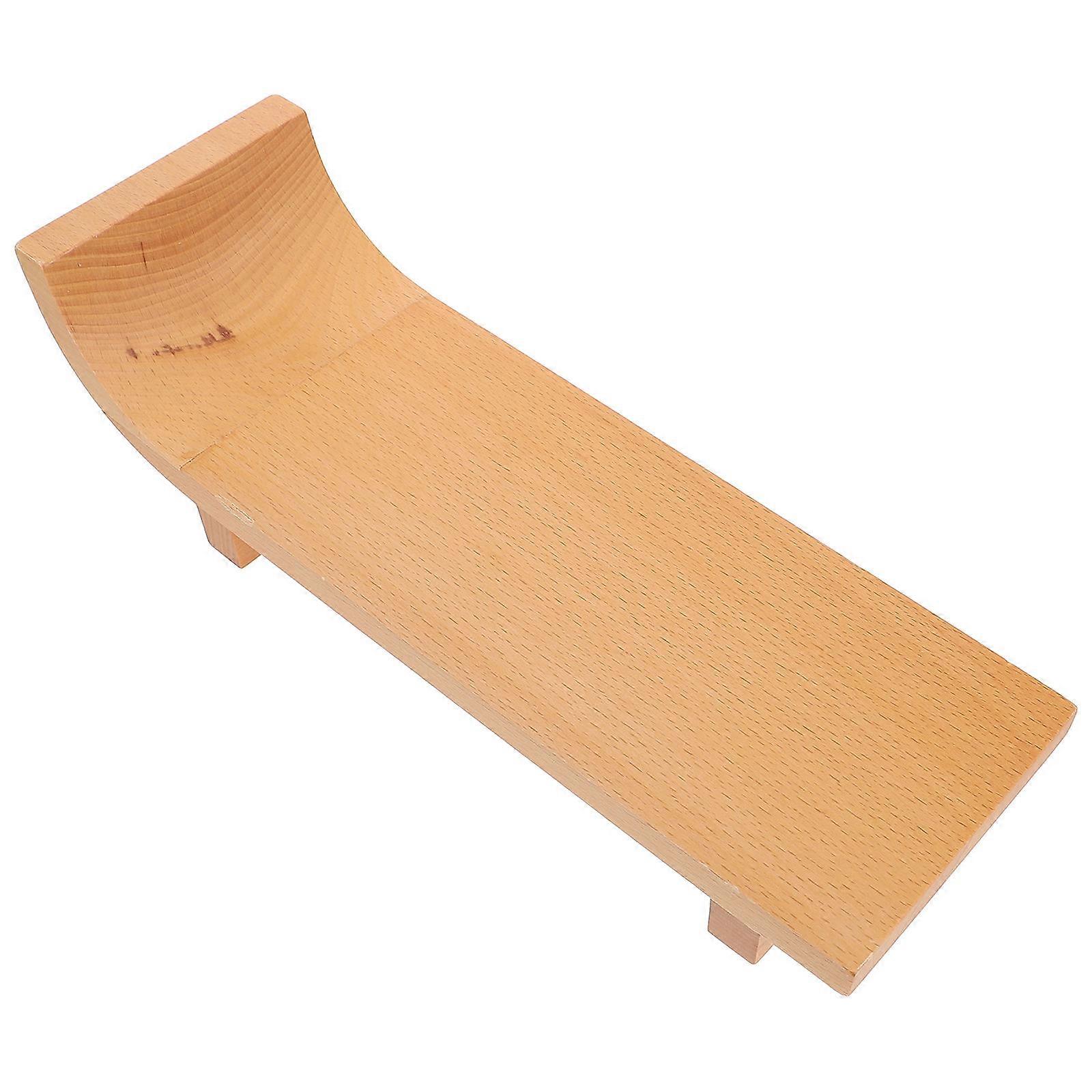 Japanese Style Sushi Plate Wood Sushi Serving Plate Rectangular Curved Daily Use 1Pcs