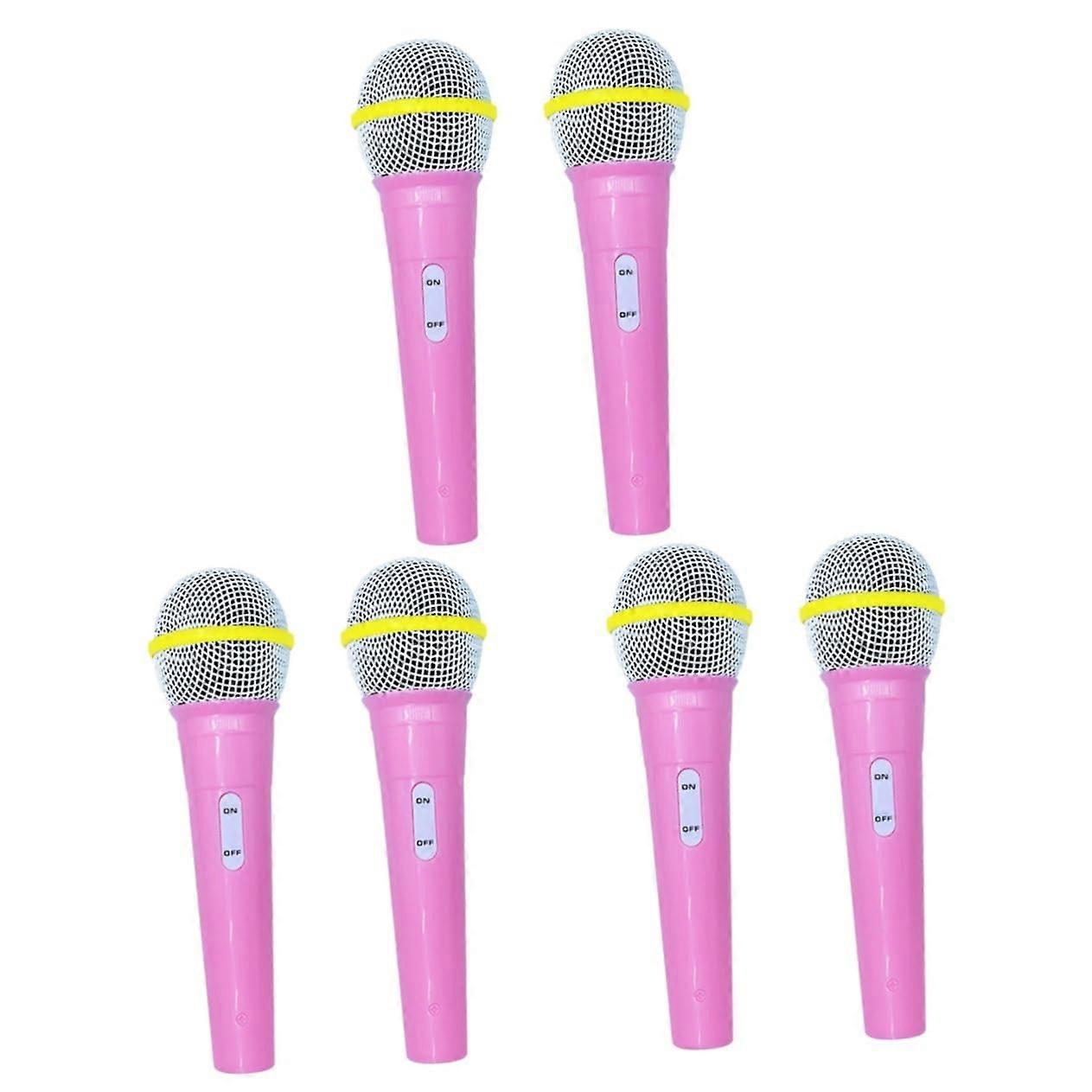 Pack of 6 Children's Toy Microphone with Echo, 3pcs Pink, 3pcs Rose