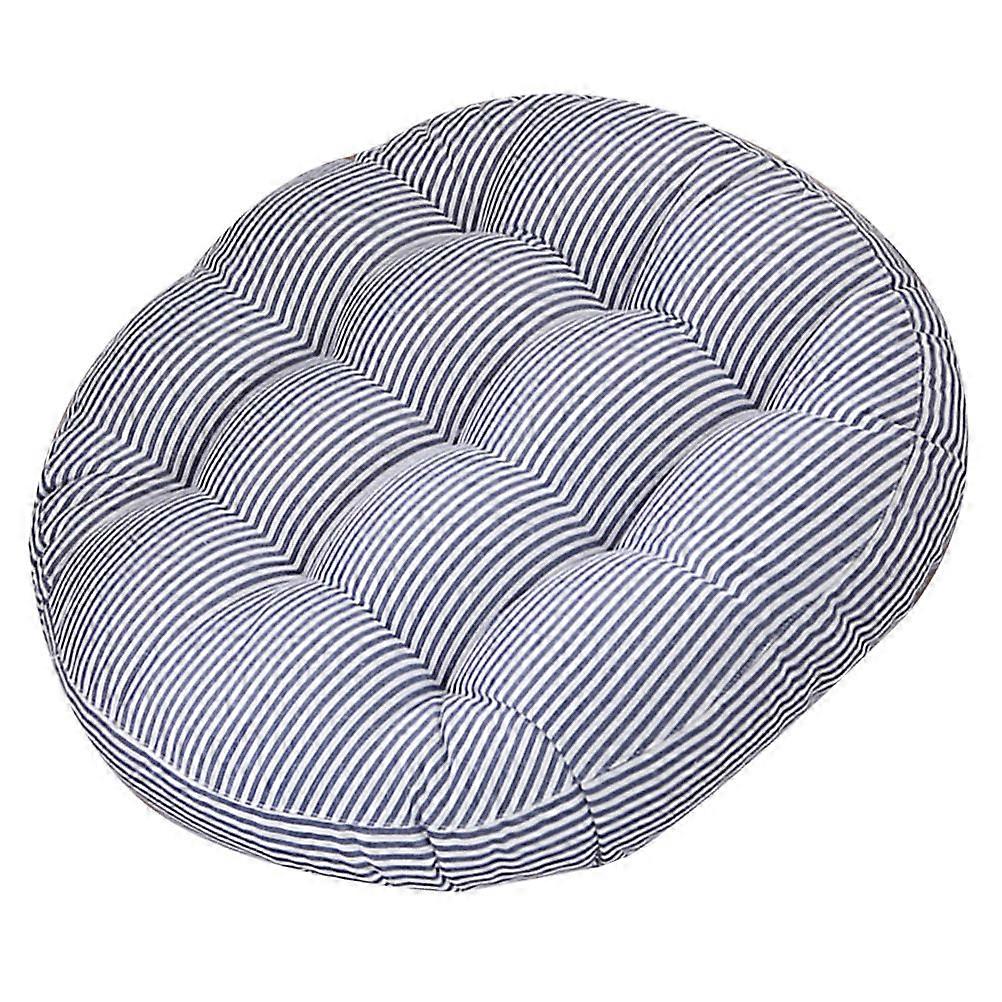 وسادة مقعد مستديرة ستاتي ستاتي قطن كتان أزرق 50x5 سم مضاد للانزلاق تصميم سميك لأريكة كرسي النوم في المكتب المنزلي 1 قطعة