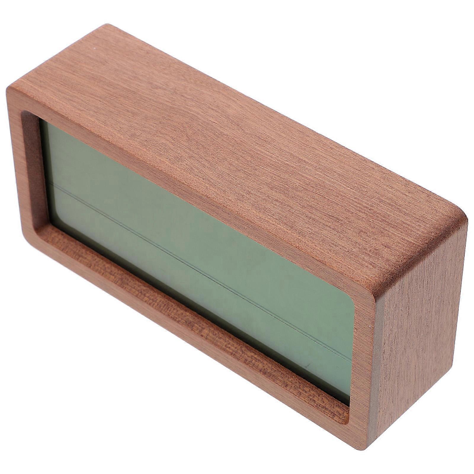 LED Desk Clock with Temperature Humidity Display for Home Use Brown Synthetic Material