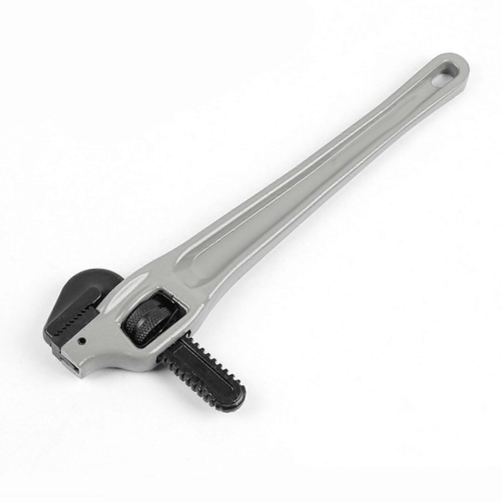Adjustable curved pipe wrench, robust aluminum alloy, floating hook jaw Cr Mo, Ibeam handle (14 inches)