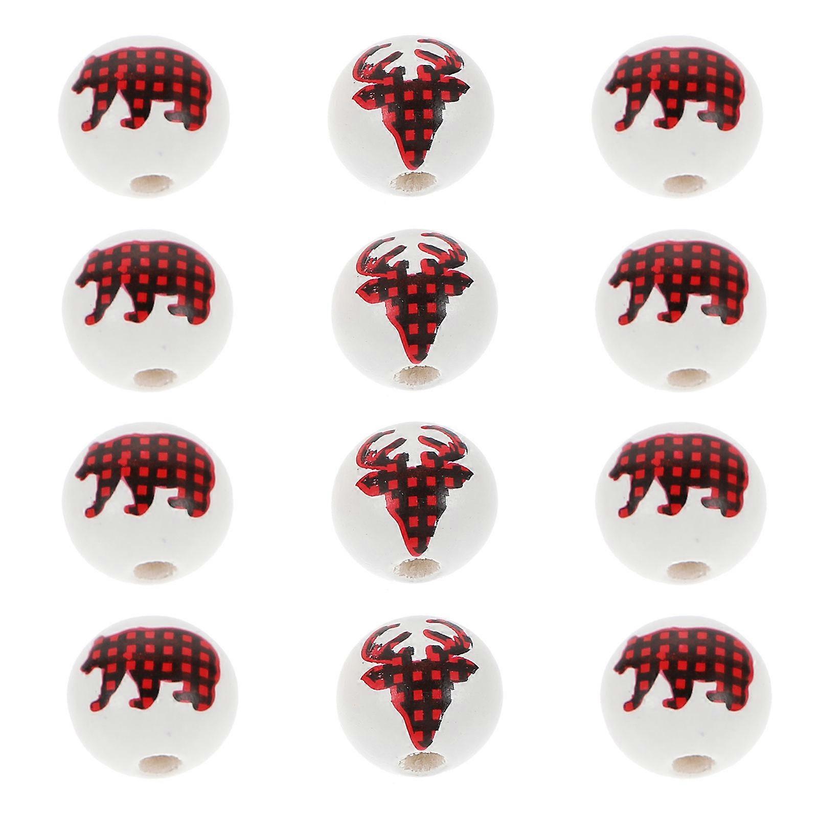 Crafting Beads Small Wood Round Country-Style Christmas Themed Wooden Accessories 100Pcs Assorted Color For Diy Projects