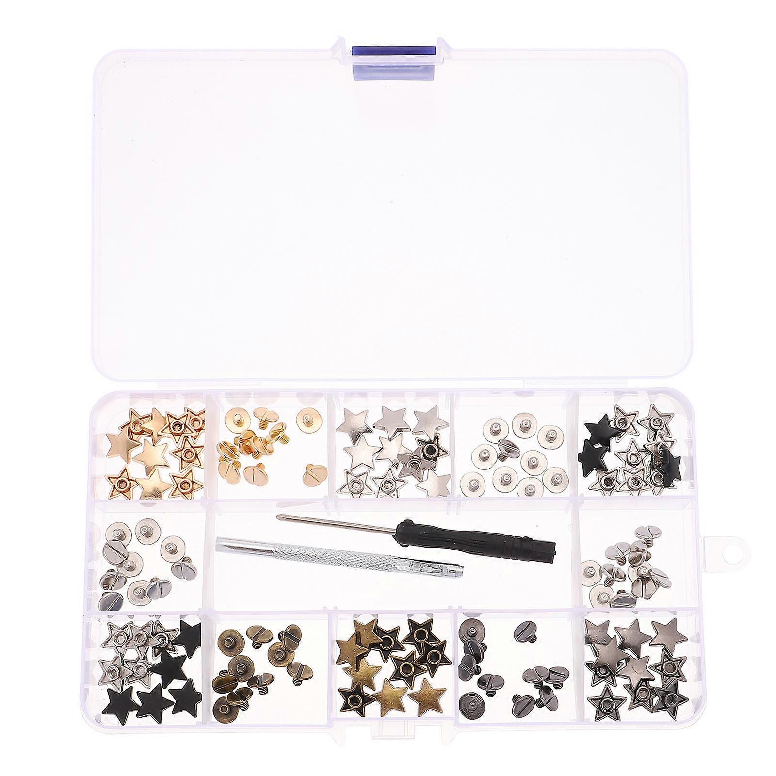 Star Shape Rivets for DIY Crafts Assorted Color Alloy Material 1 Box