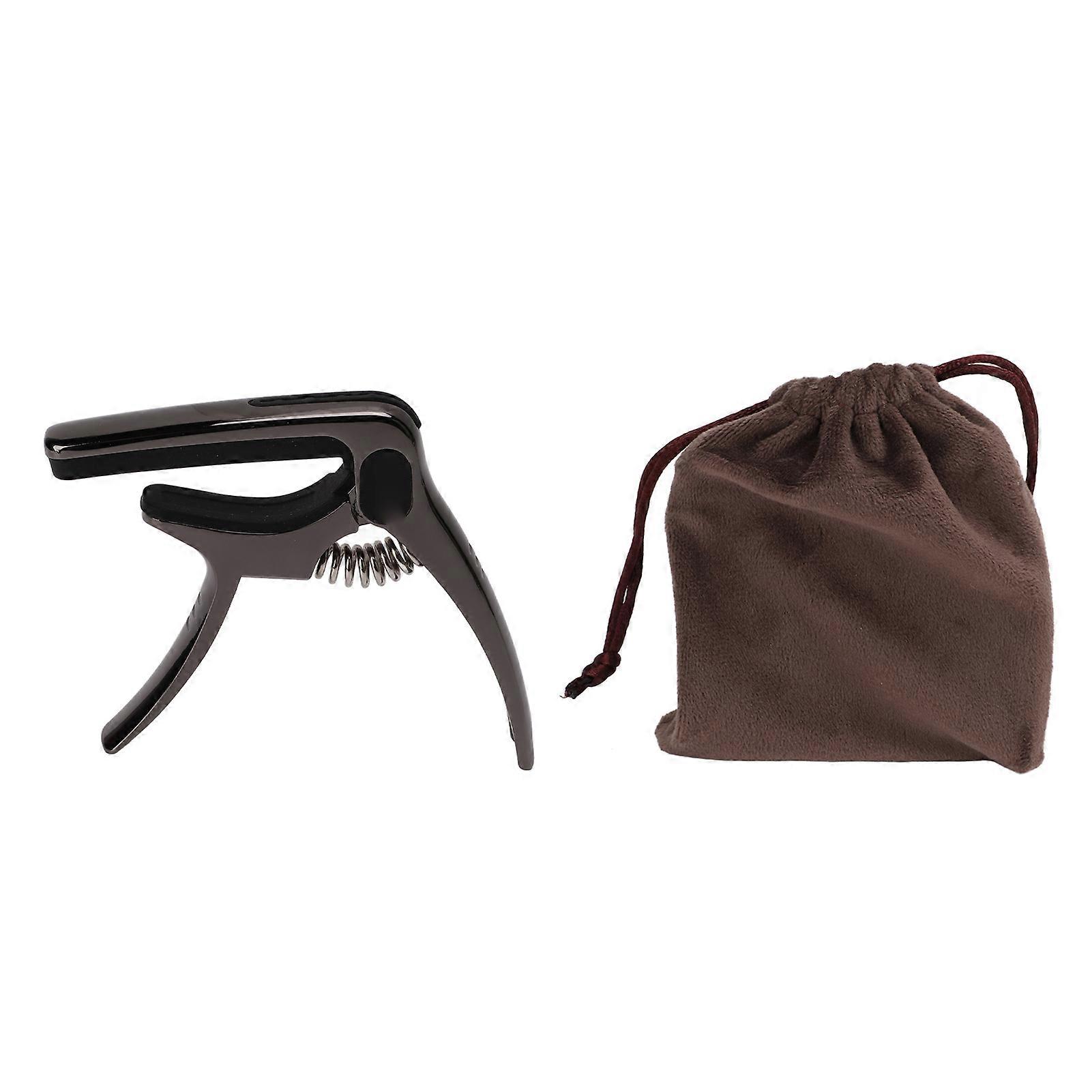 Metal Guitar Capo Tone Adjustment Tool with Pick Holder Stringed Instrument AccessoriesPlated Black