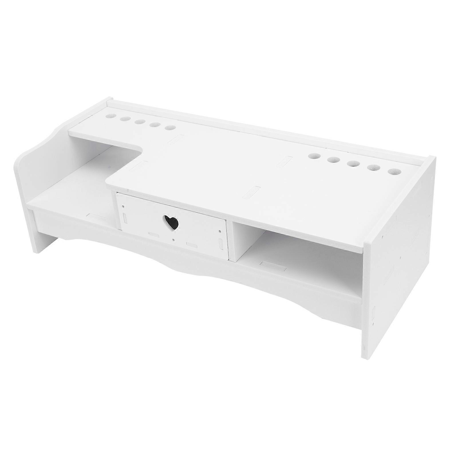 Monitor Stand Desktop Computer Raised Rack for Storage 1Pcs White PVC