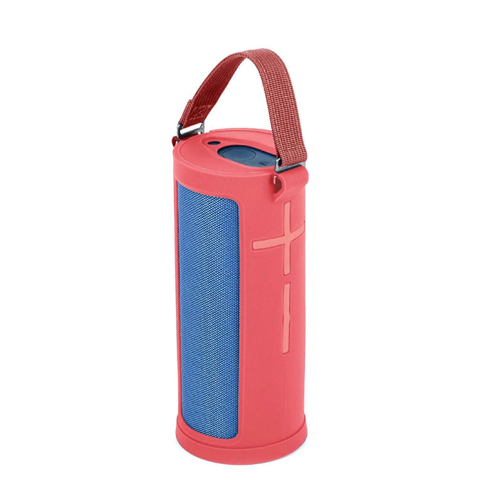 Silicone Protective Cover Shockproof Speaker Carrying Case with Carabiner Hook Shoulder Strap for UE Boom 3 Speaker  Red