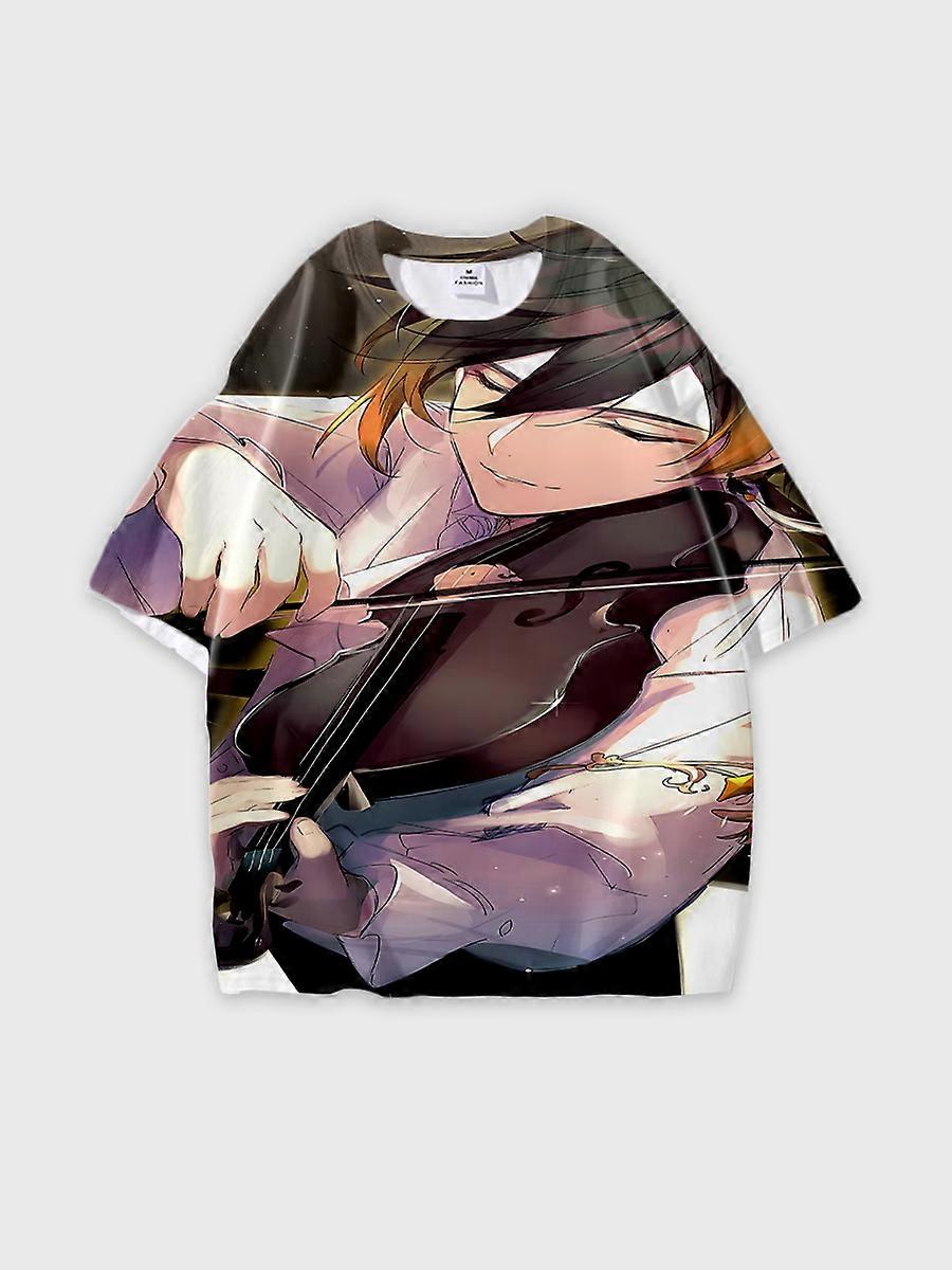 T-shirt round neck Role Pattern loose short sleeve D246