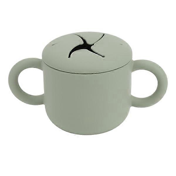 Baby learning cup, silicone, double handle, leakproof.