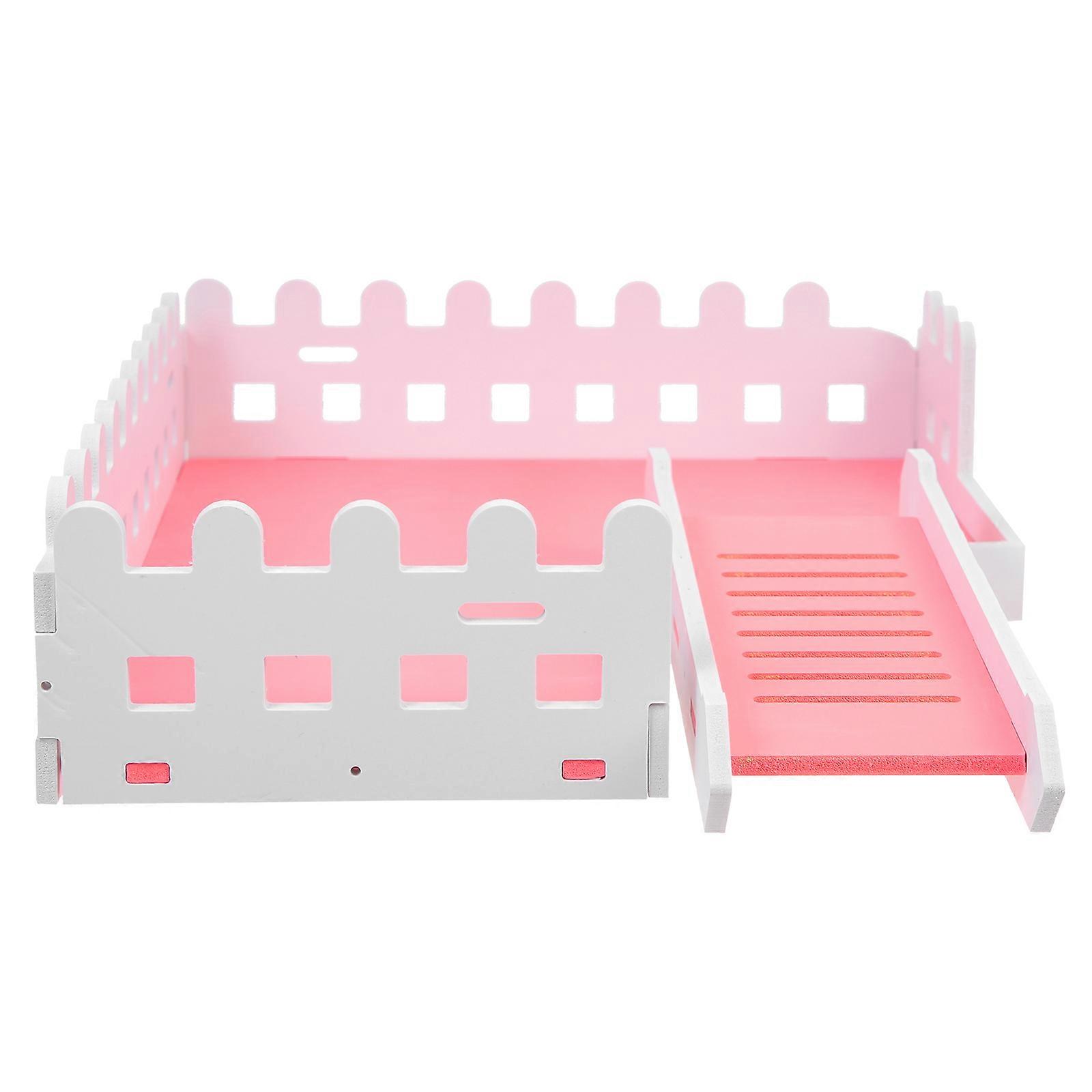 Pink PVC Hamster Platform Toy for Small Pets with Bite Resistant Design 6.5 x 4.5 inches