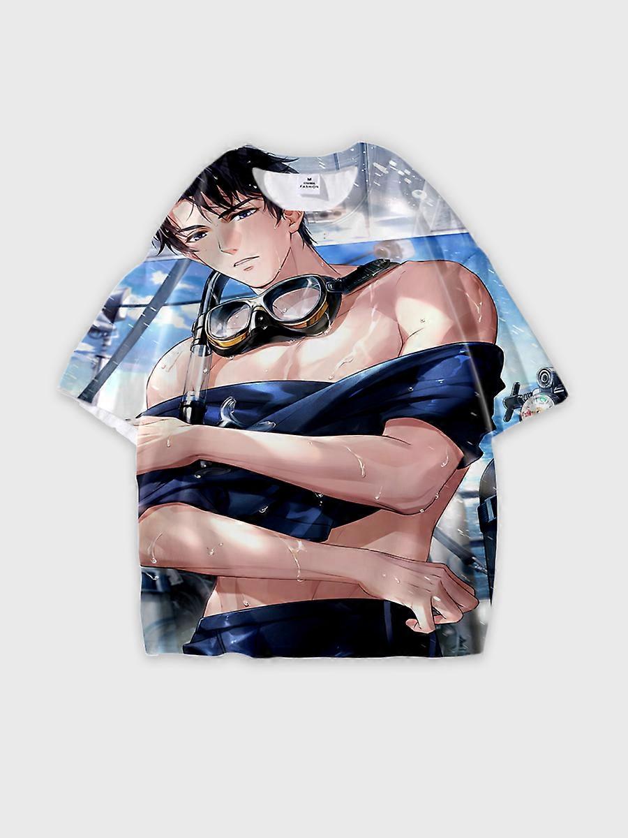 T-shirt round neck Role Pattern loose short sleeve E3479