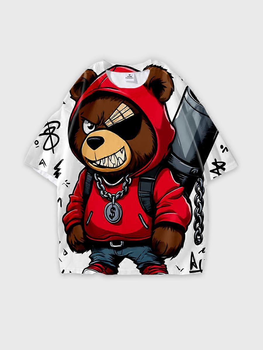 T-shirt round neck Pattern loose short sleeve N3105