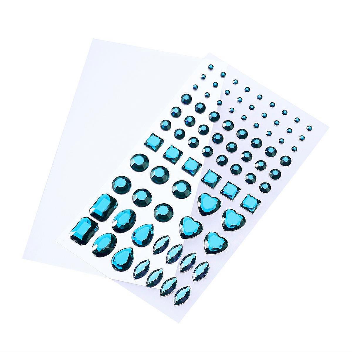 Self Adhesive Rhinestone Sheets Assorted Various Shapes Sky Blue For Craft Projects Artists Round Jewels 1Set