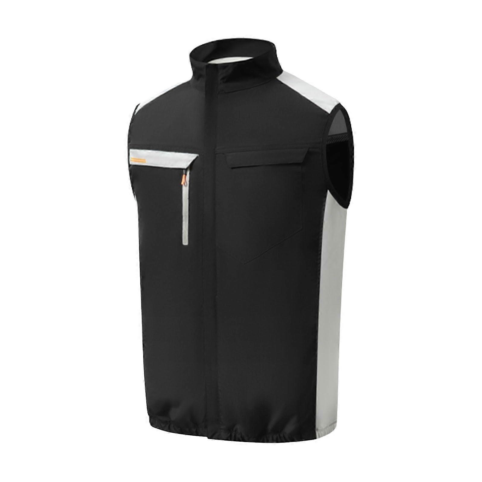 Men's Cooling Vest with 2 Fans, StandUp Collar Ice Vest, Adjustable, XL Black