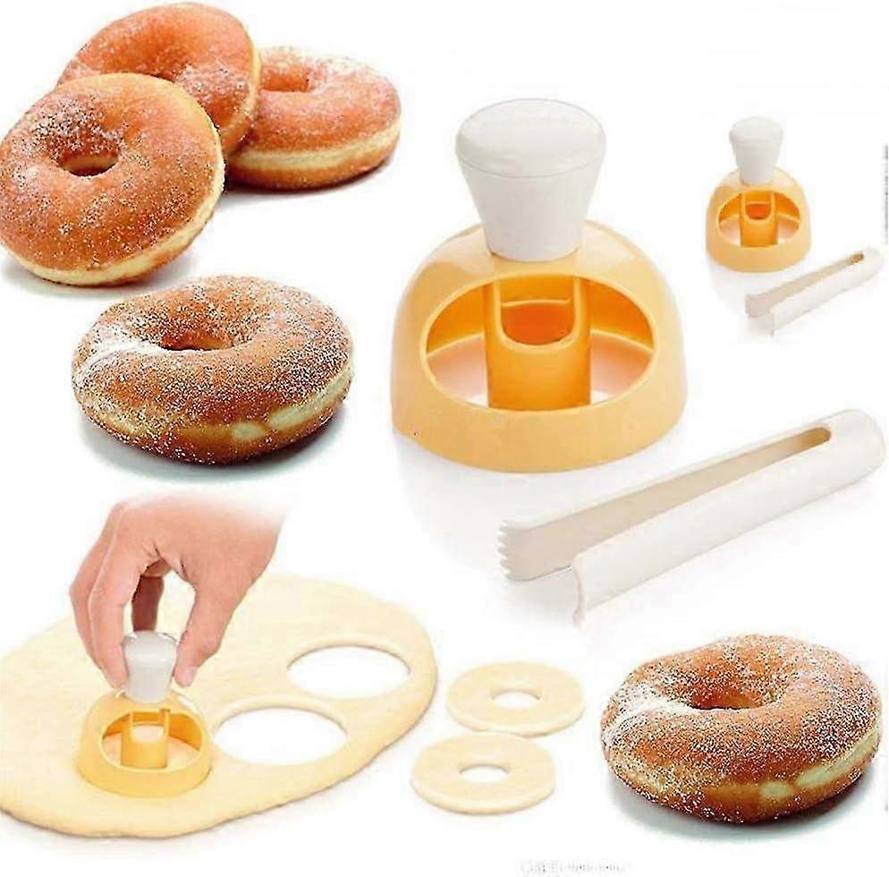 3-Inch Donut Cutters Set with Non-Stick Plastic & Dipping Plier - Perfect Tools for Baking Delicious Homemade Donuts
