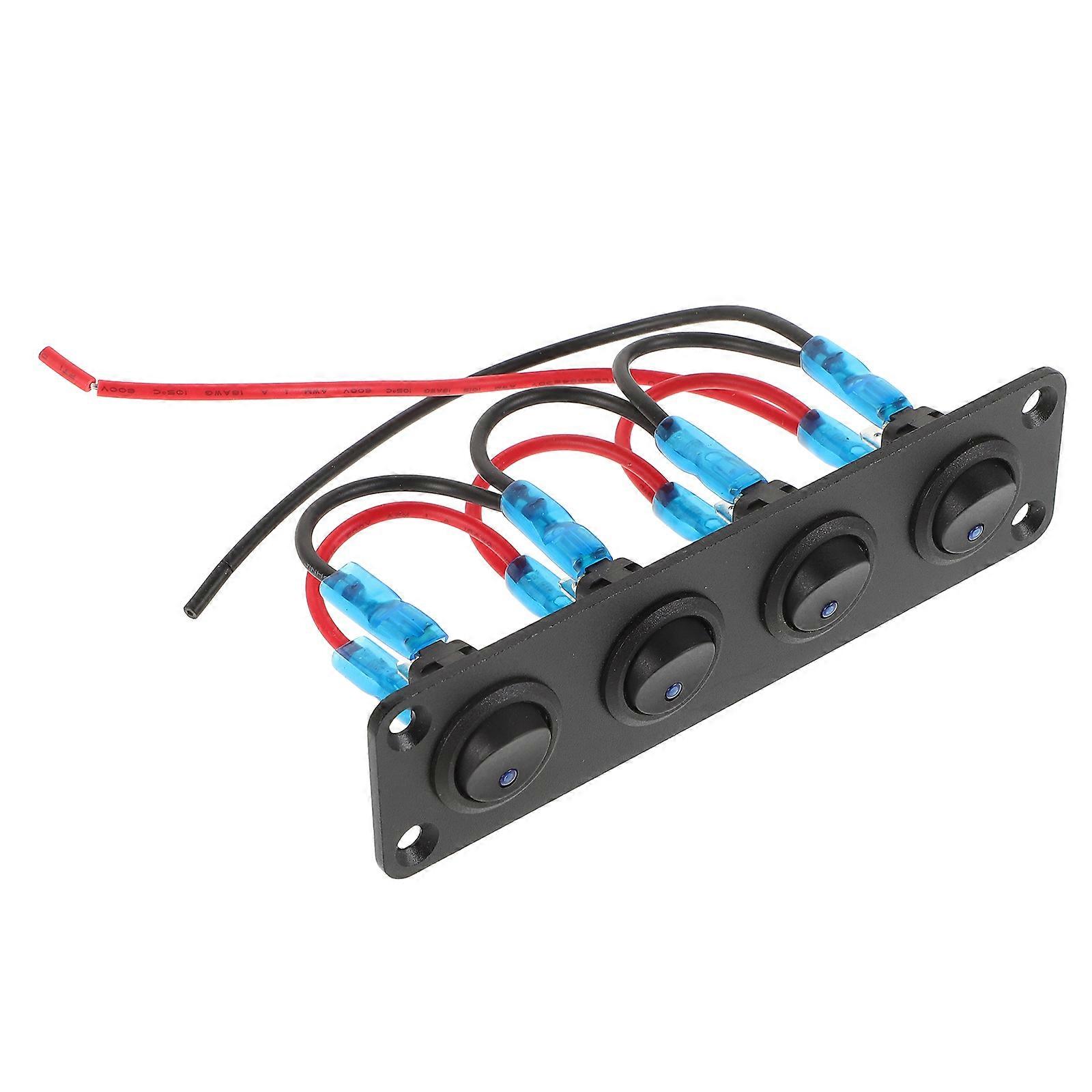 Marine Car Switch Panel 4 Gangs Rocker Switches 1 Set for Yacht RV Boat Automotive Modified Switch Panel