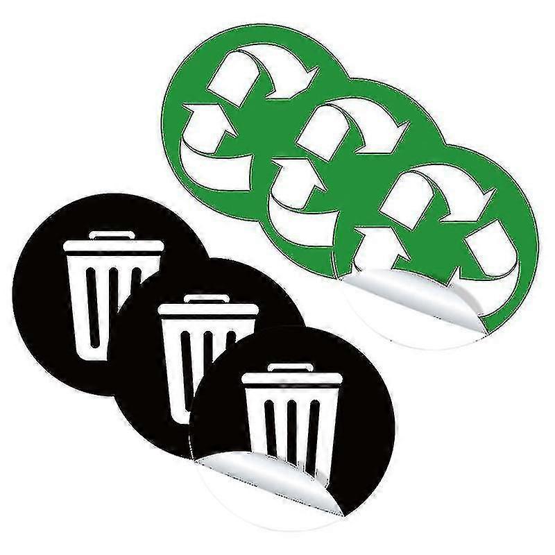 6-Sheet PVC Adhesive Sticker Set for Waste Sorting & Recycling Bins