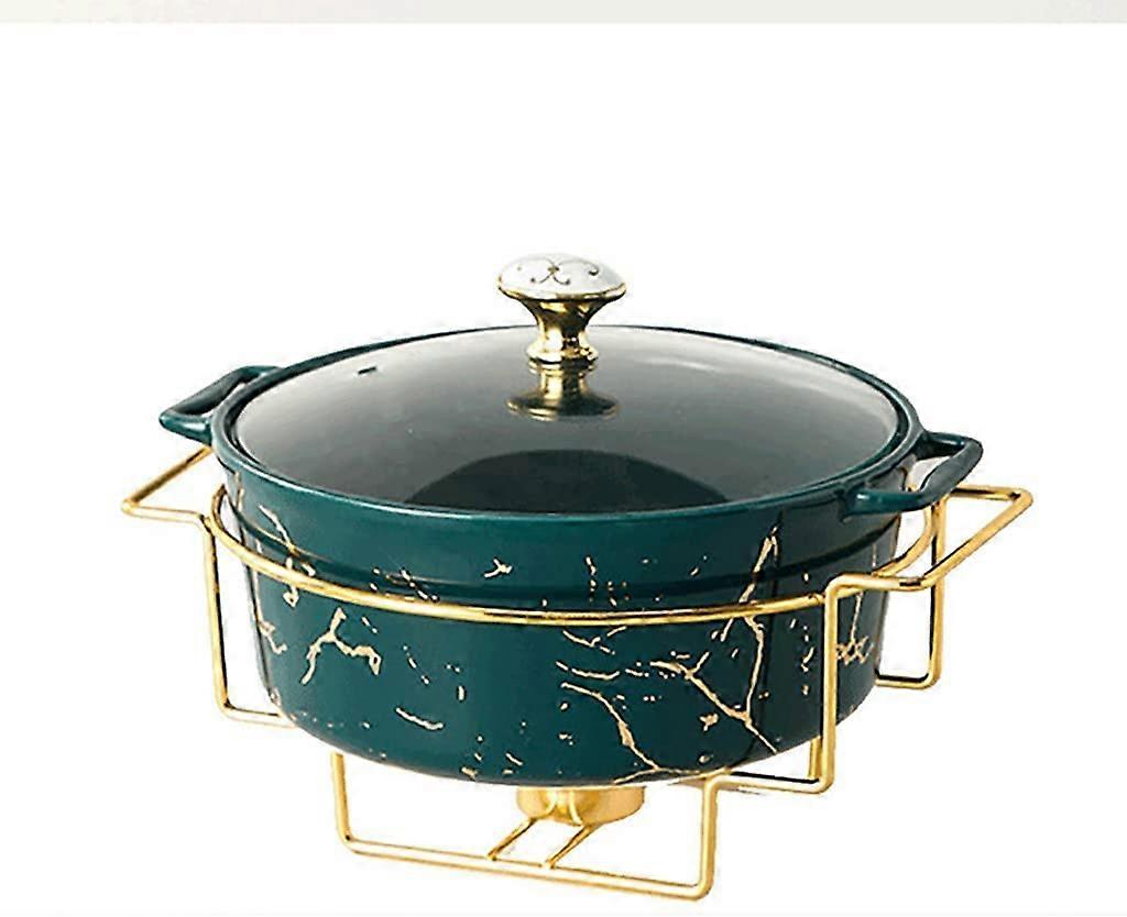 Party food warmers, buffets, food warming tray, round, chafing dish, buffet set, blackB, green